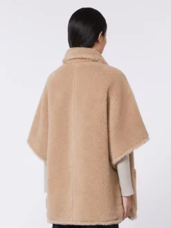 Alpaca and cashmere Teddy fabric cape - BEIGE