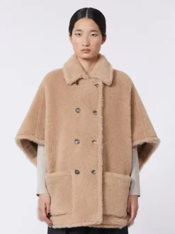 Alpaca and cashmere Teddy fabric cape - BEIGE
