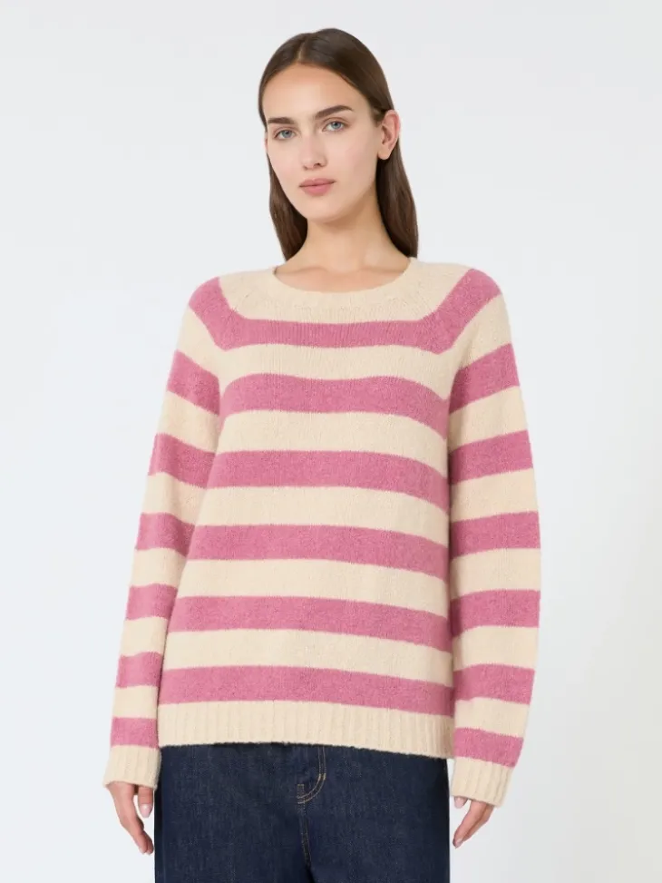 Alpaca and cotton sweater - RASPBERRY