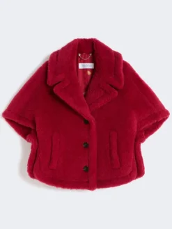 Alpaca and wool Teddy fabric cape - RED