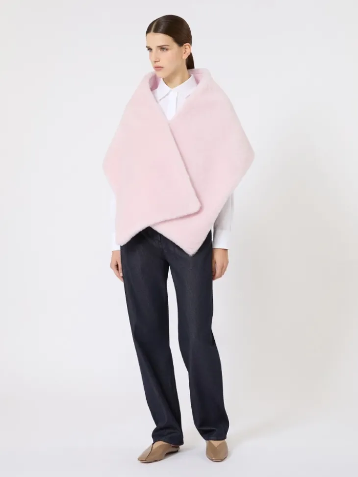 Alpaca and wool Teddy stole - BEIGE PINK