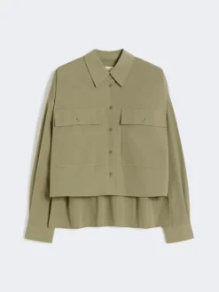 Asymmetrical washed cotton shirt - KAKI