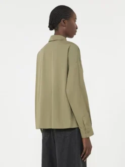 Asymmetrical washed cotton shirt - KAKI