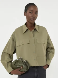 Asymmetrical washed cotton shirt - KAKI