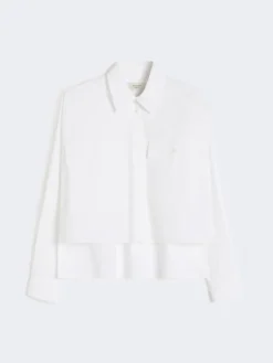 Asymmetrical washed cotton shirt - WHITE