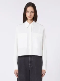 Asymmetrical washed cotton shirt - WHITE