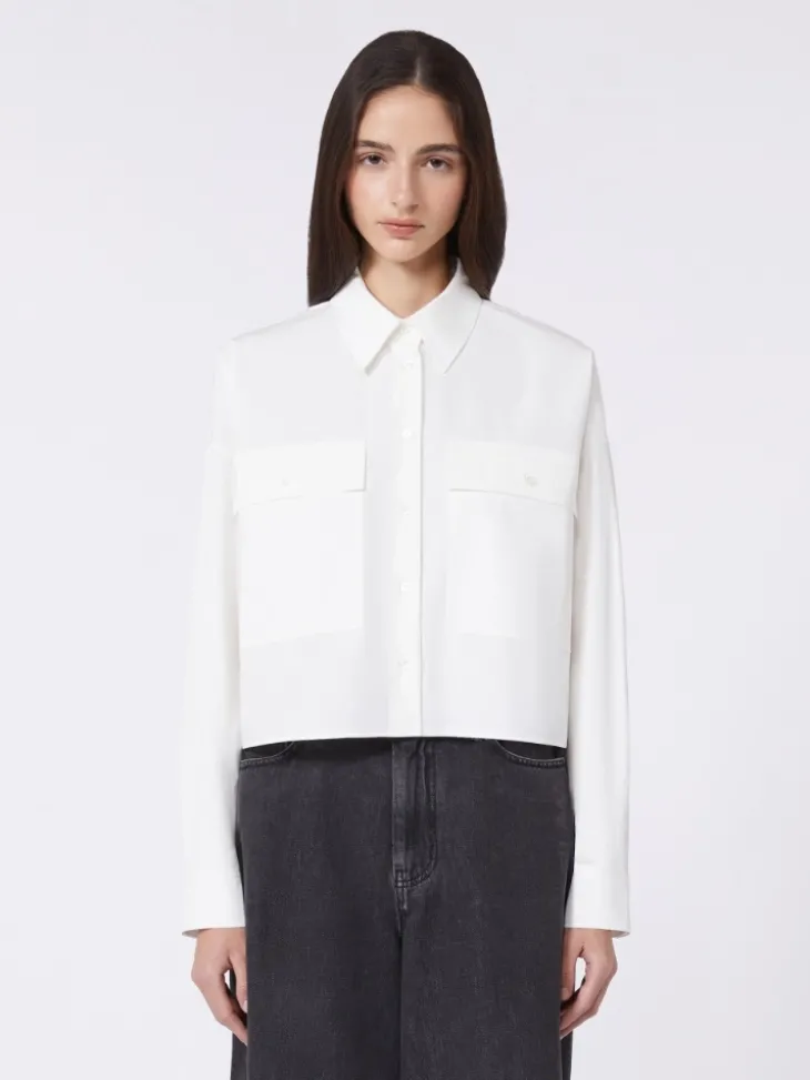 Asymmetrical washed cotton shirt - WHITE