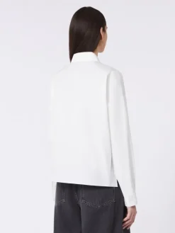 Asymmetrical washed cotton shirt - WHITE