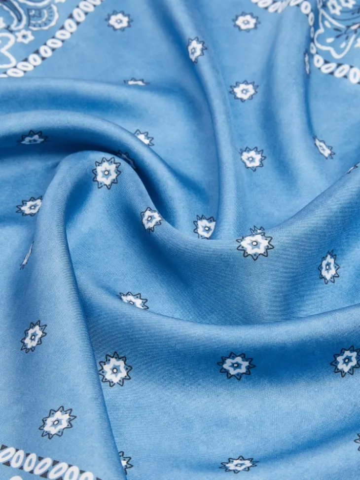 Bandanna print silk foulard - LIGHT BLUE