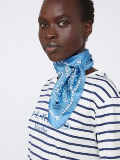 Bandanna print silk foulard - LIGHT BLUE
