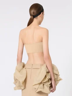 Bandeau bra in stretch viscose - CAMEL