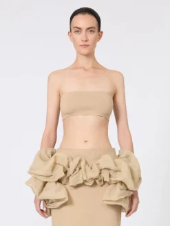 Bandeau bra in stretch viscose - CAMEL
