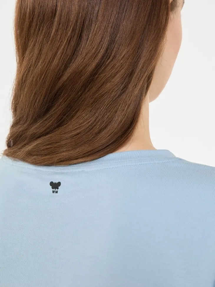 Basic cotton jersey T-shirt - LIGHT BLUE