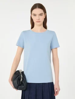 Basic cotton jersey T-shirt - LIGHT BLUE