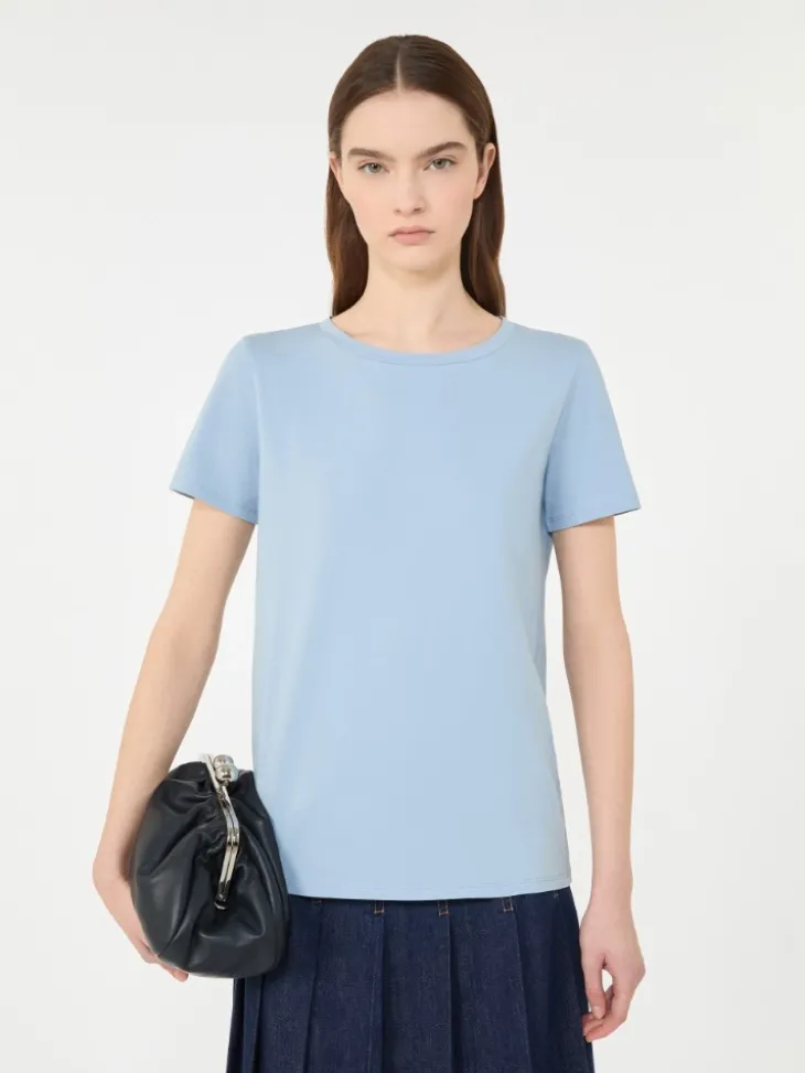 Basic cotton jersey T-shirt - LIGHT BLUE