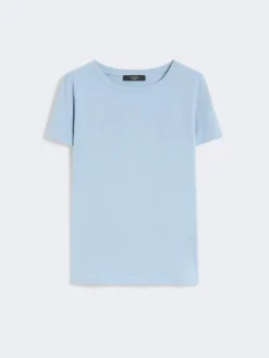 Basic cotton jersey T-shirt - LIGHT BLUE