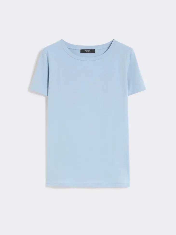 Basic cotton jersey T-shirt - LIGHT BLUE