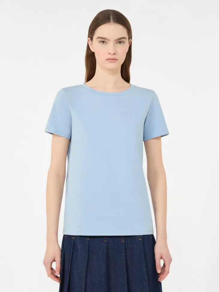 Basic cotton jersey T-shirt - LIGHT BLUE
