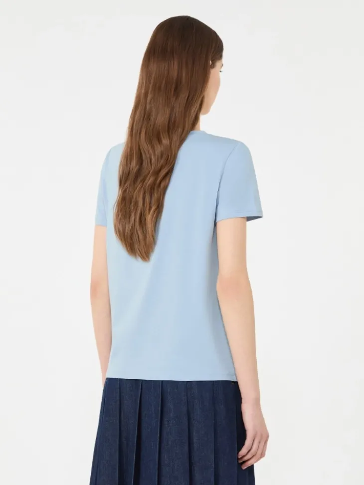 Basic cotton jersey T-shirt - LIGHT BLUE