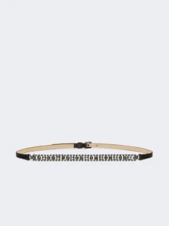 Bejewelled satin belt - BLACK