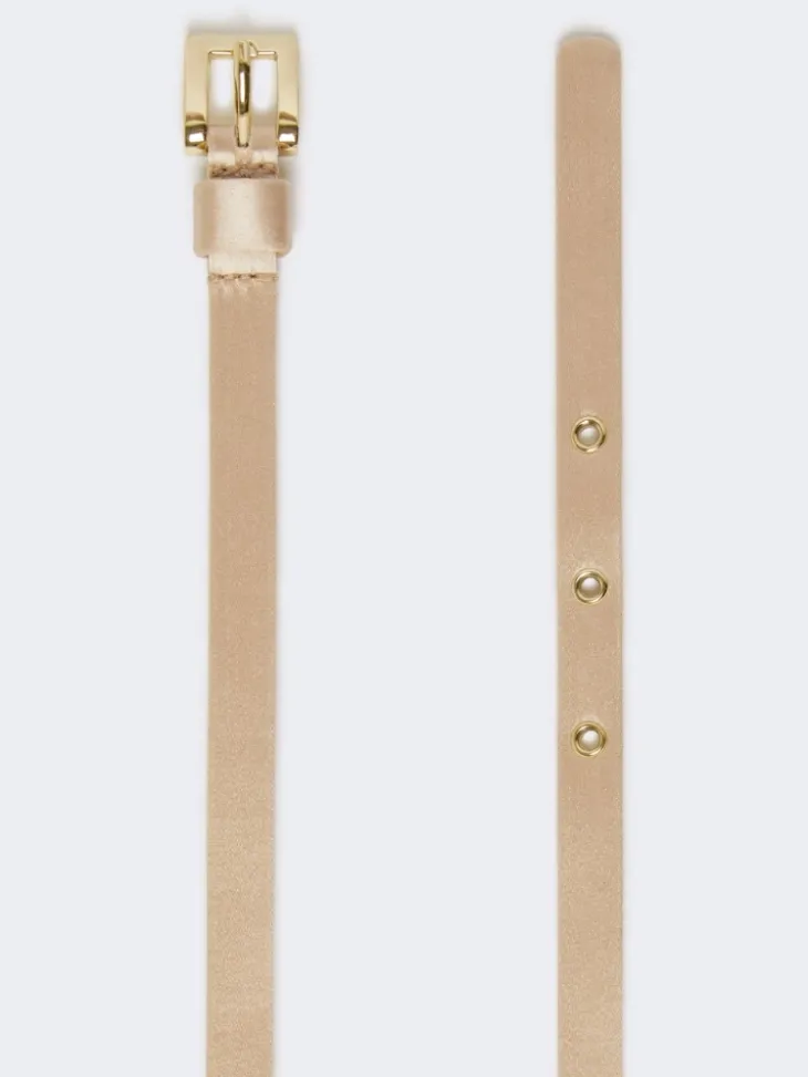 Bejewelled satin belt - POWDER