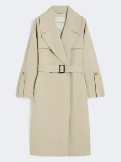 Belted water-repellent twill trench coat - SAND