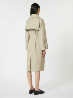 Belted water-repellent twill trench coat - SAND