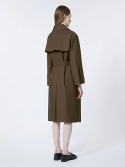 Belted water-repellent twill trench coat - CHOCOLATE