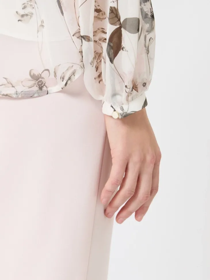 Blouse in printed chiffon - WHITE