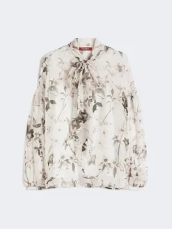 Blouse in printed chiffon - WHITE