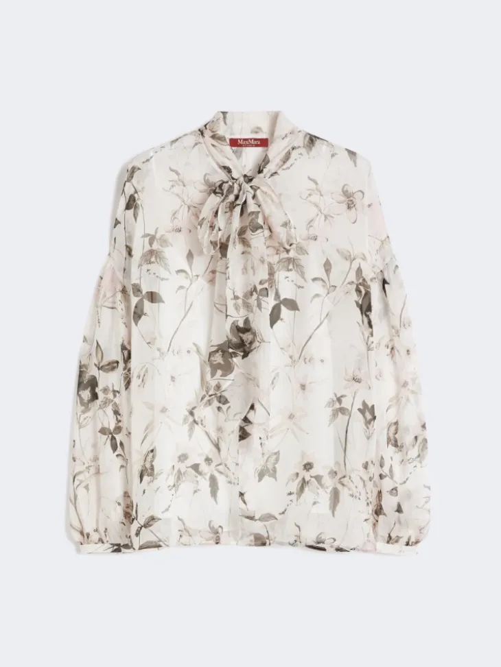 Blouse in printed chiffon - WHITE