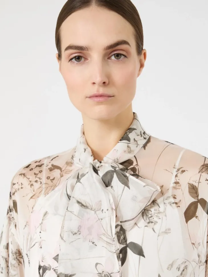Blouse in printed chiffon - WHITE