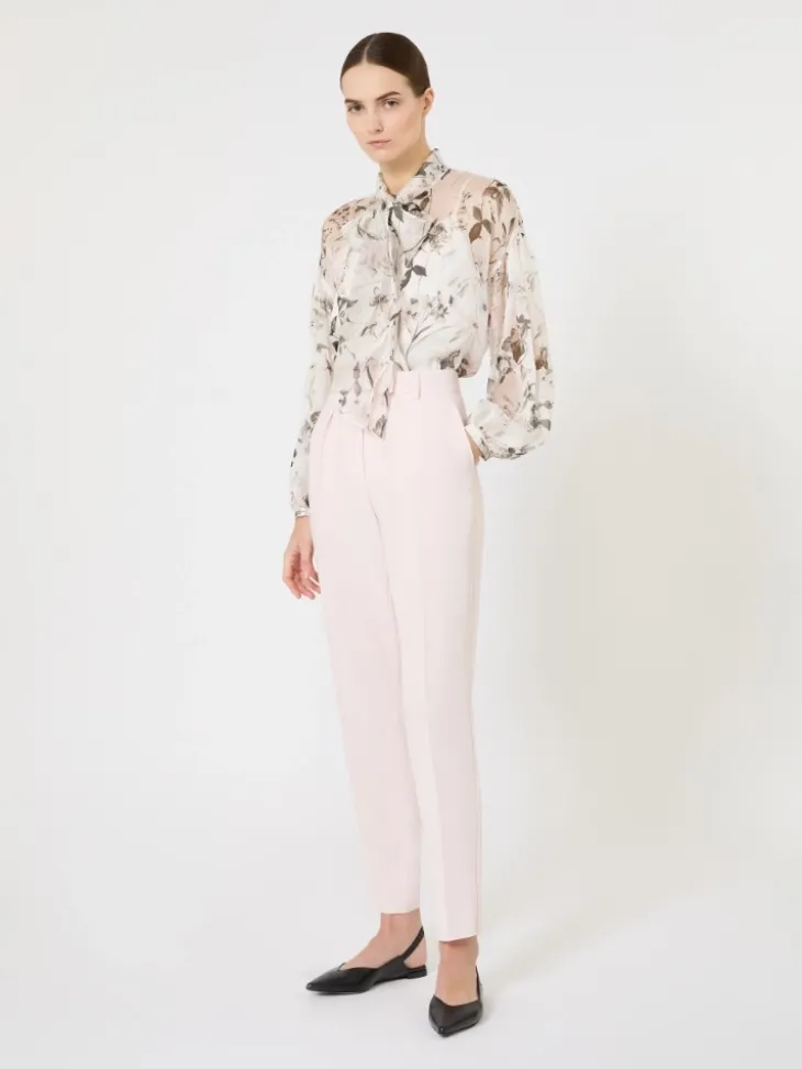 Blouse in printed chiffon - WHITE