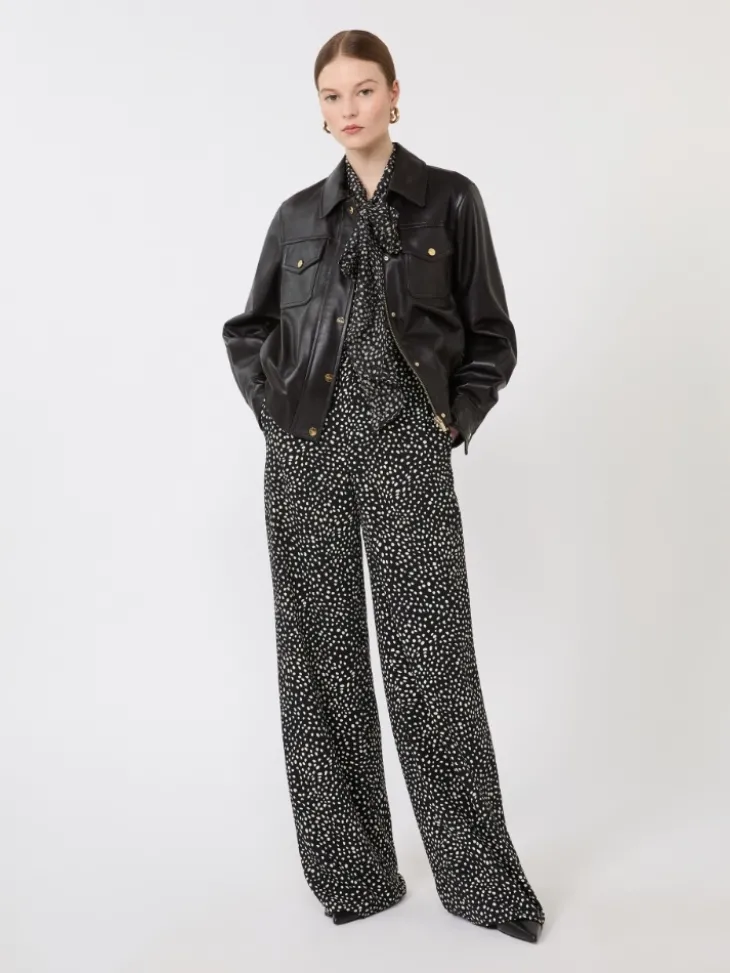 Blouse in printed chiffon - BLACK