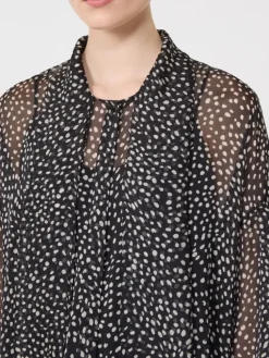 Blouse in printed chiffon - BLACK