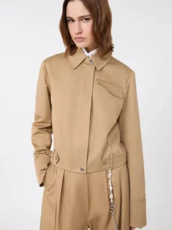 Boxy cotton jacket - BISCUIT