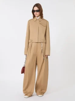 Boxy cotton jacket - BISCUIT