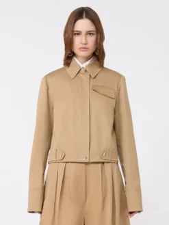 Boxy cotton jacket - BISCUIT