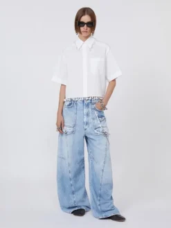 Boxy cotton shirt - OPTICAL WHITE