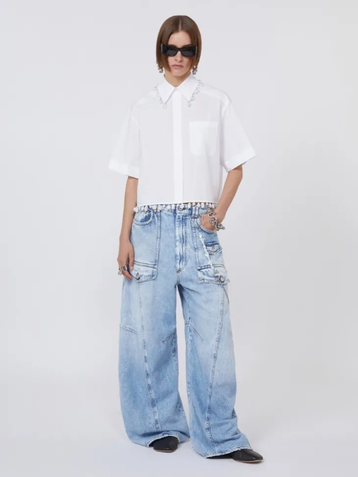 Boxy cotton shirt - OPTICAL WHITE