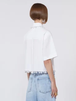 Boxy cotton shirt - OPTICAL WHITE