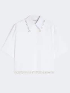 Boxy cotton shirt - OPTICAL WHITE