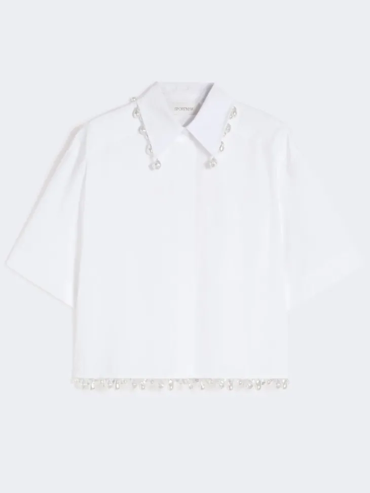 Boxy cotton shirt - OPTICAL WHITE