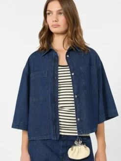 Boxy denim shirt - NAVY