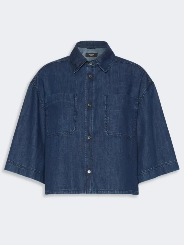 Boxy denim shirt - NAVY