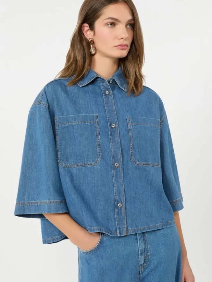 Boxy denim shirt - NAVY