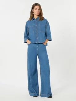 Boxy denim shirt - NAVY