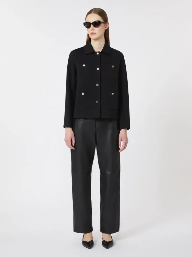 Boxy-fit scuba jersey jacket - BLACK