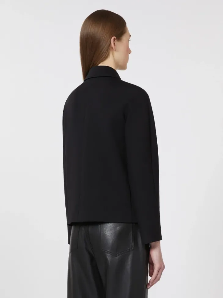 Boxy-fit scuba jersey jacket - BLACK