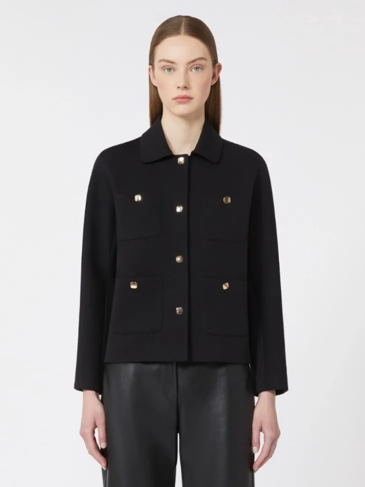 Boxy-fit scuba jersey jacket - BLACK